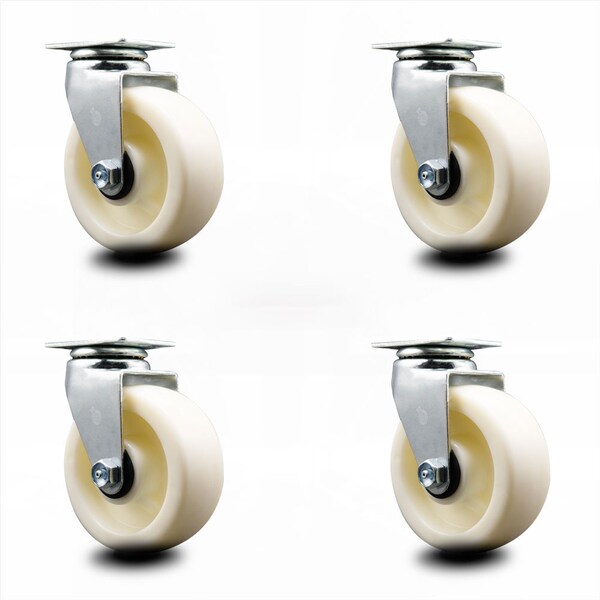 5 Inch Nylon Wheel Swivel Caster Set with Ball Bearings SCC